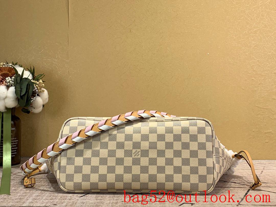 Louis Vuitton LV Damier Azur Canvas Neverfull 32cm Handbag Bag N50047 Cream