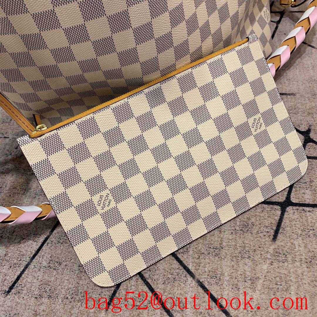 Louis Vuitton LV Damier Azur Canvas Neverfull 32cm Handbag Bag N50047 Cream