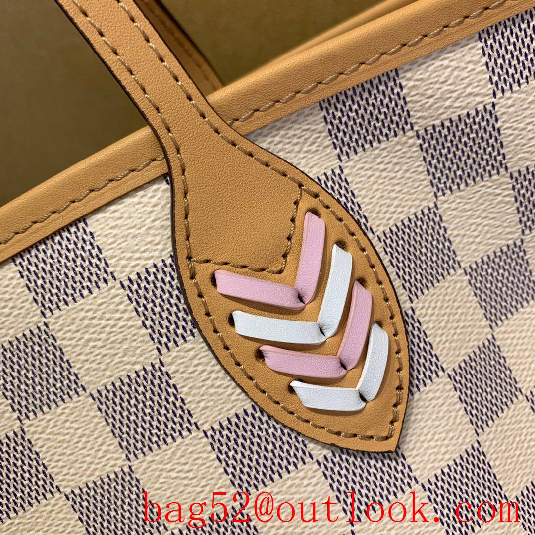 Louis Vuitton LV Damier Azur Canvas Neverfull 32cm Handbag Bag N50047 Cream