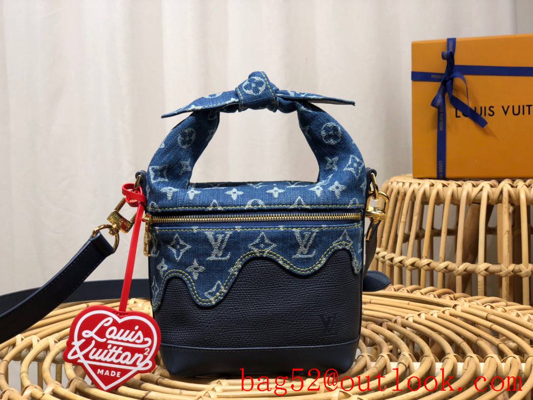 Louis Vuitton LV Monogram Drip Men Japanese Cruiser Handbag Bag M45970 Blue Denim