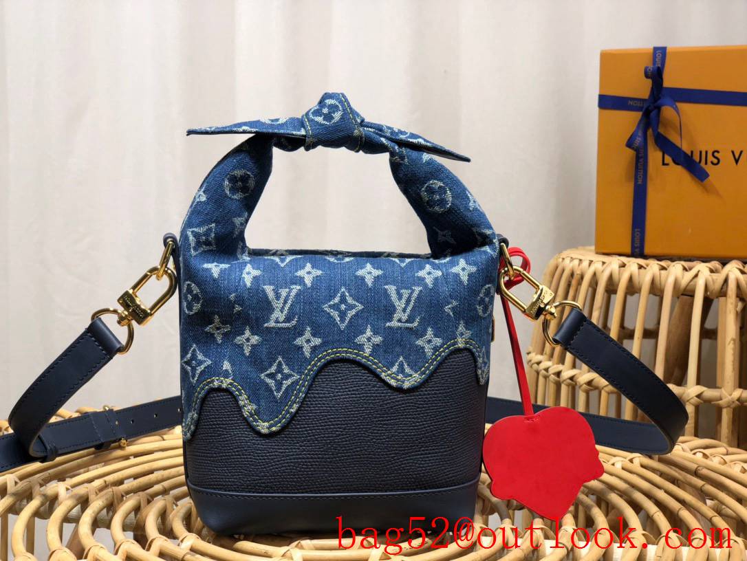 Louis Vuitton LV Monogram Drip Men Japanese Cruiser Handbag Bag M45970 Blue Denim