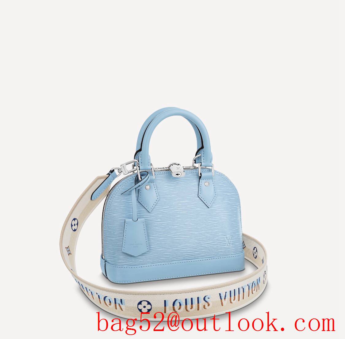 Louis Vuitton LV Alma BB Epi Leather Handbag Bag M59345 Sky Blue