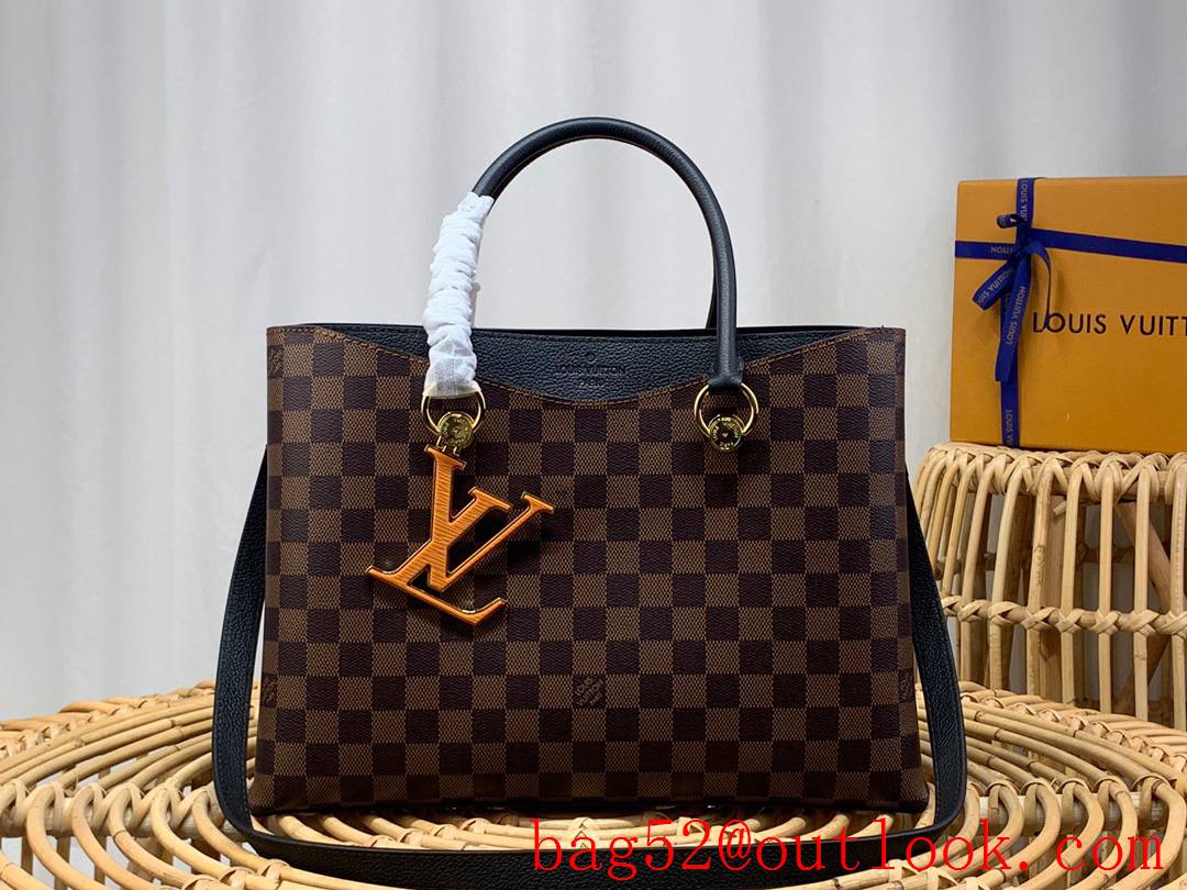 Louis Vuitton LV Riverside Handbag Bag with Damier Ebene Canvas N40050 Black