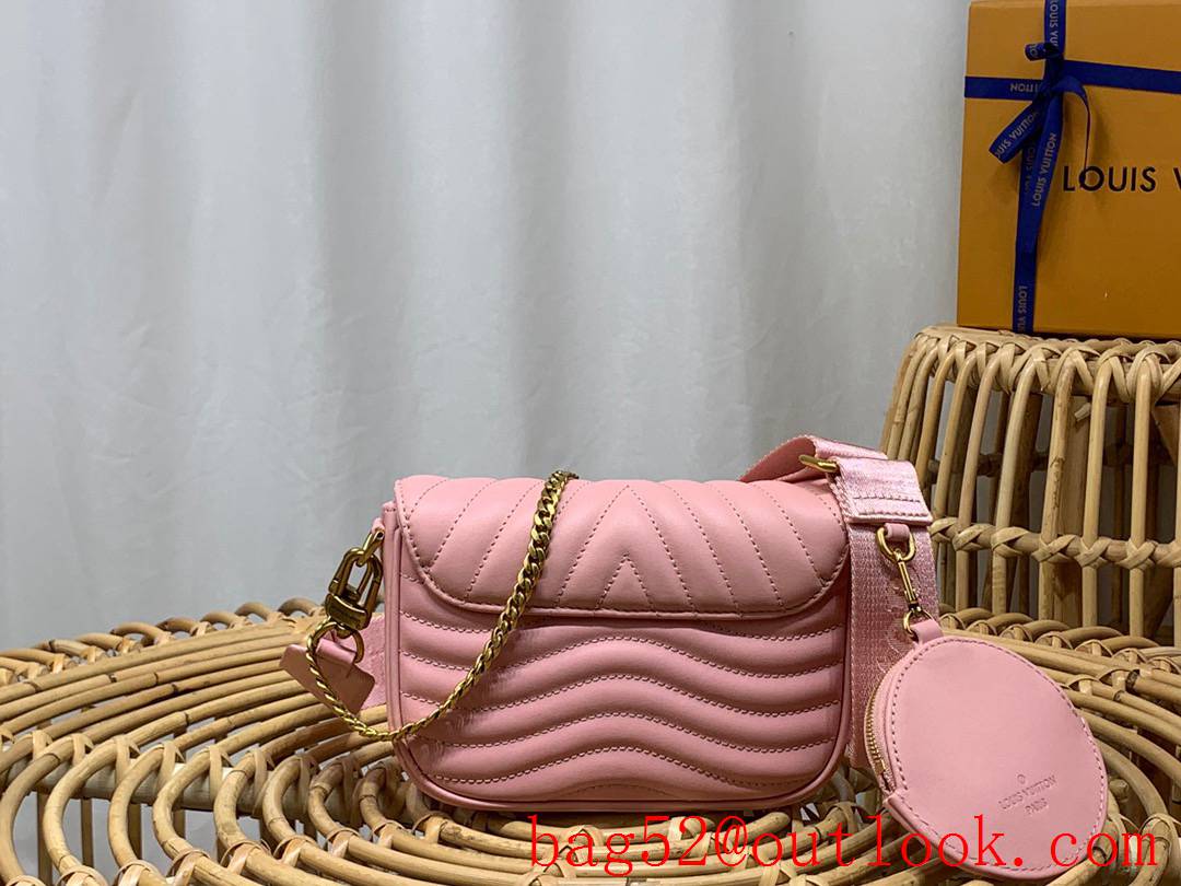 Louis Vuitton LV New Wave Multi-Pochette Real Leather Shoulder Bag Handbag M56461 Pink