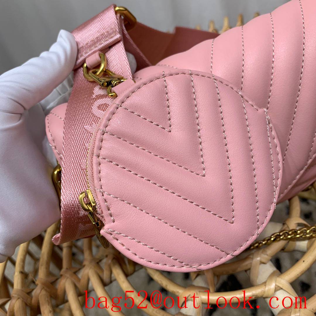 Louis Vuitton LV New Wave Multi-Pochette Real Leather Shoulder Bag Handbag M56461 Pink