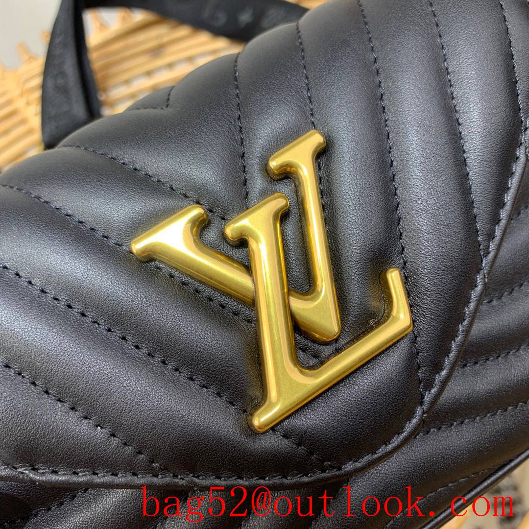 Louis Vuitton LV New Wave Multi-Pochette Real Leather Shoulder Bag Handbag M56461 Black