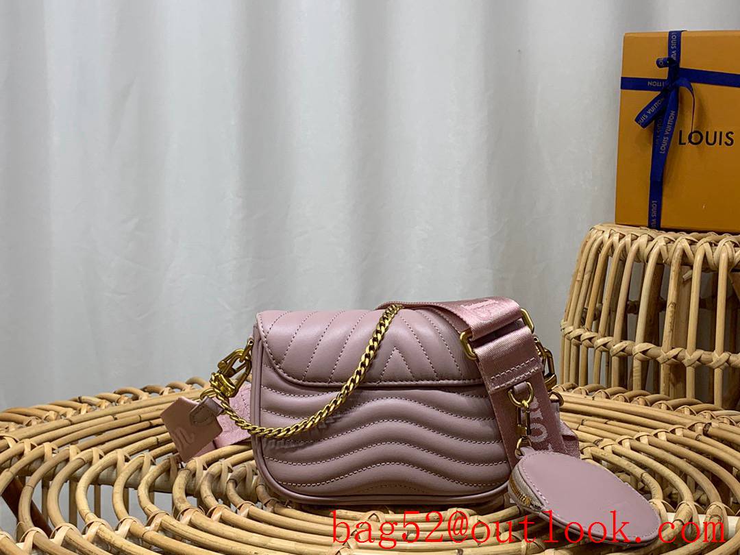 Louis Vuitton LV New Wave Multi-Pochette Real Leather Shoulder Bag Handbag M56461 Taro Purple