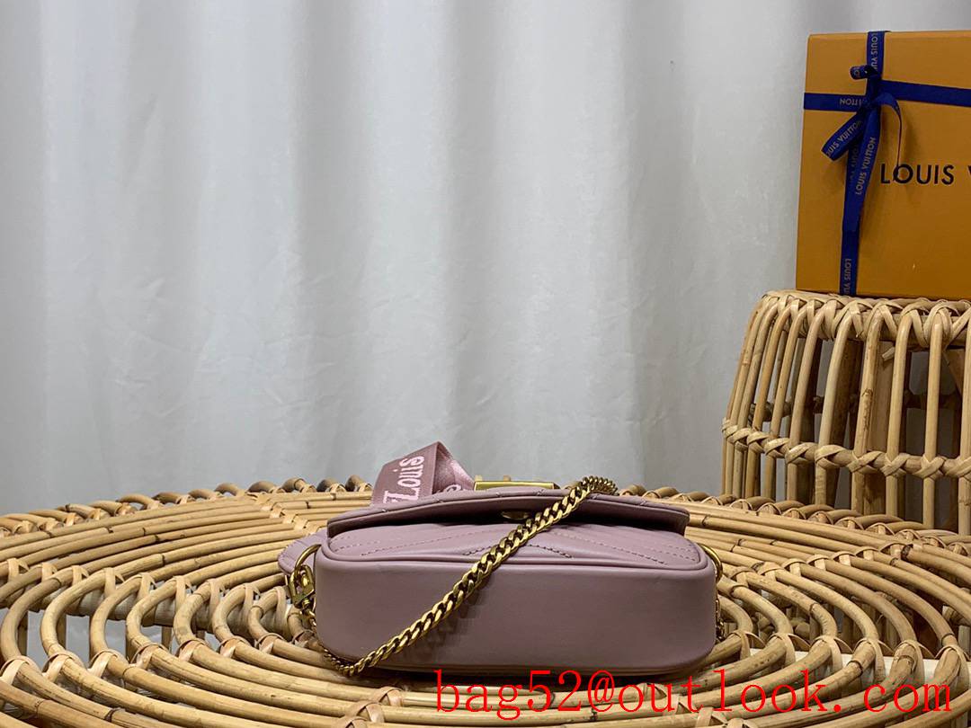 Louis Vuitton LV New Wave Multi-Pochette Real Leather Shoulder Bag Handbag M56461 Taro Purple