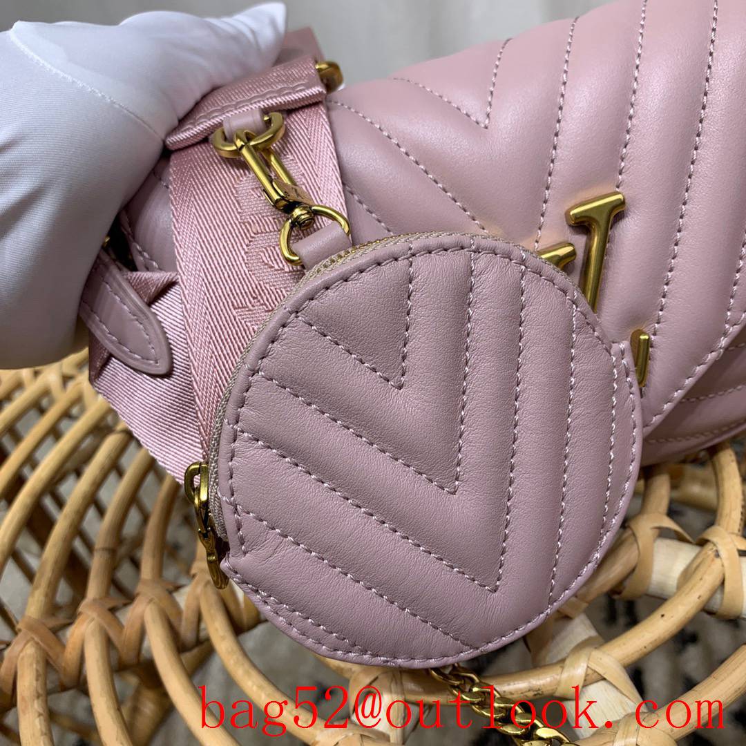 Louis Vuitton LV New Wave Multi-Pochette Real Leather Shoulder Bag Handbag M56461 Taro Purple