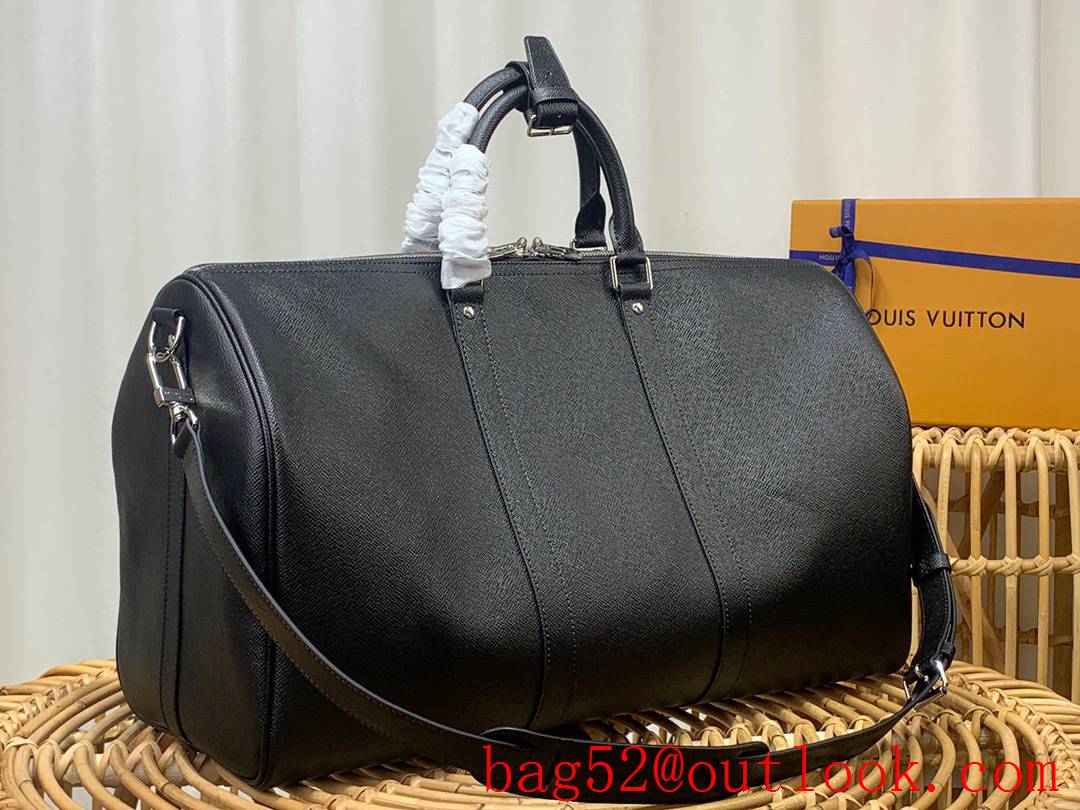 Louis Vuitton LV Men Taiga Leather Keepall 50 Travel Bag Handbag M33400 Black