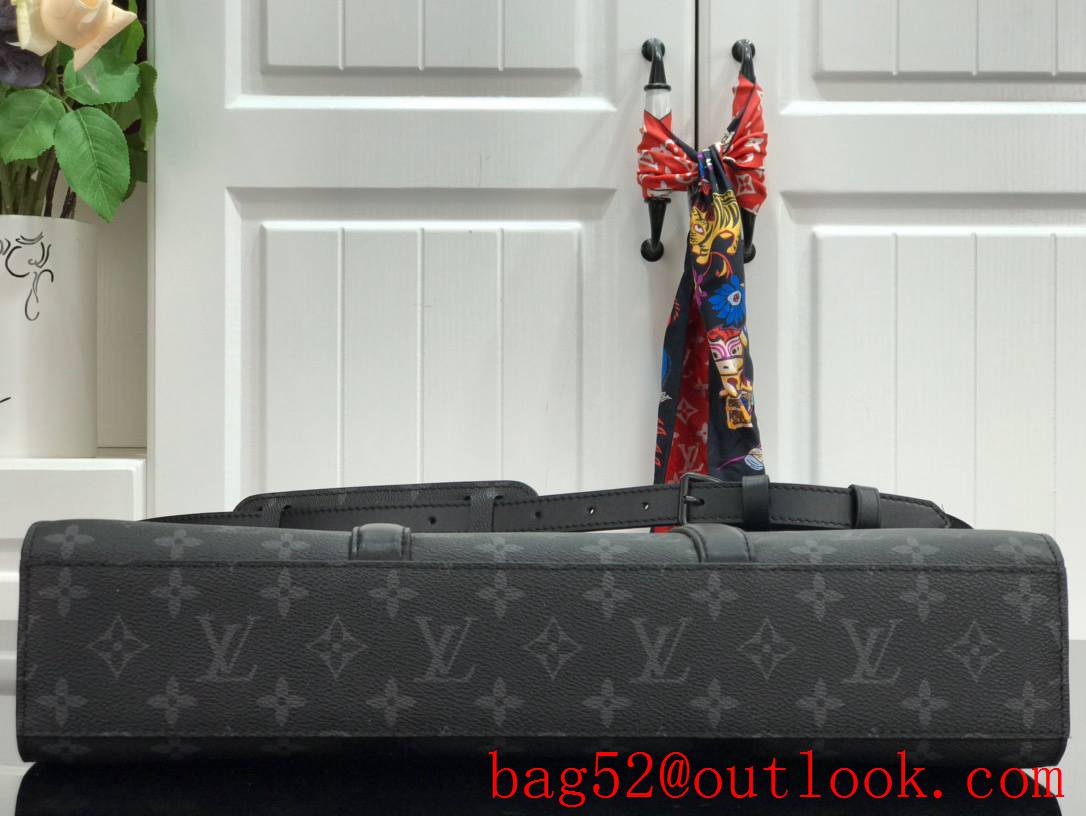 Louis Vuitton LV Men Monogram Canvas Sac Plat Horizontal Zippe Briefcase Bag Handbag M45265 Black