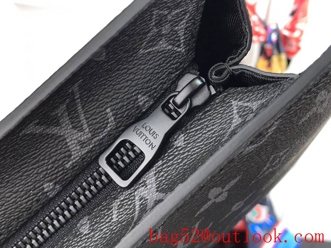 Louis Vuitton LV Men Monogram Canvas Sac Plat Horizontal Zippe Briefcase Bag Handbag M45265 Black