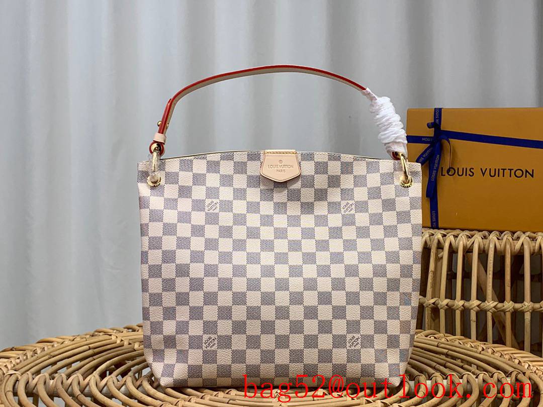 Louis Vuitton LV Graceful Small Handbag Bag with Damier Azur Canvas N42249 Cream