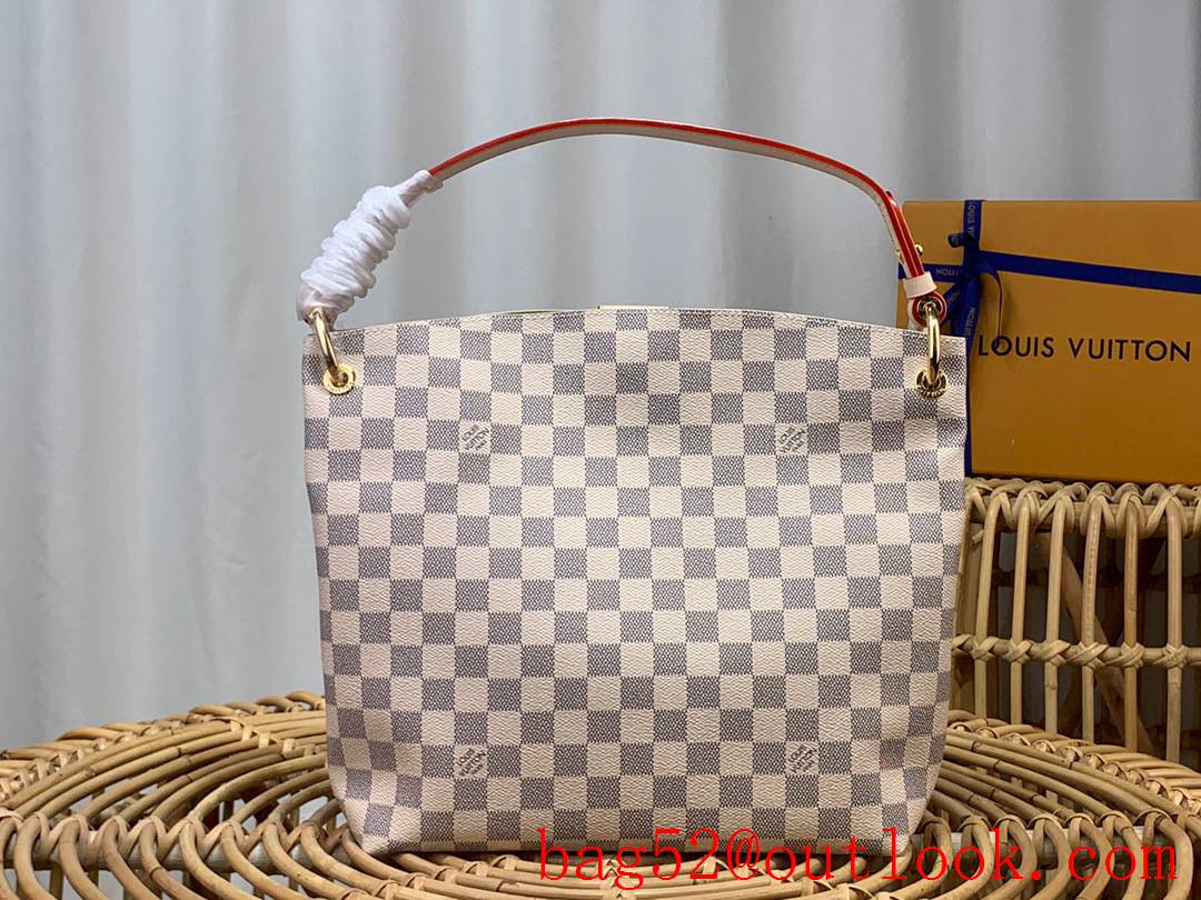 Louis Vuitton LV Graceful Small Handbag Bag with Damier Azur Canvas N42249 Cream