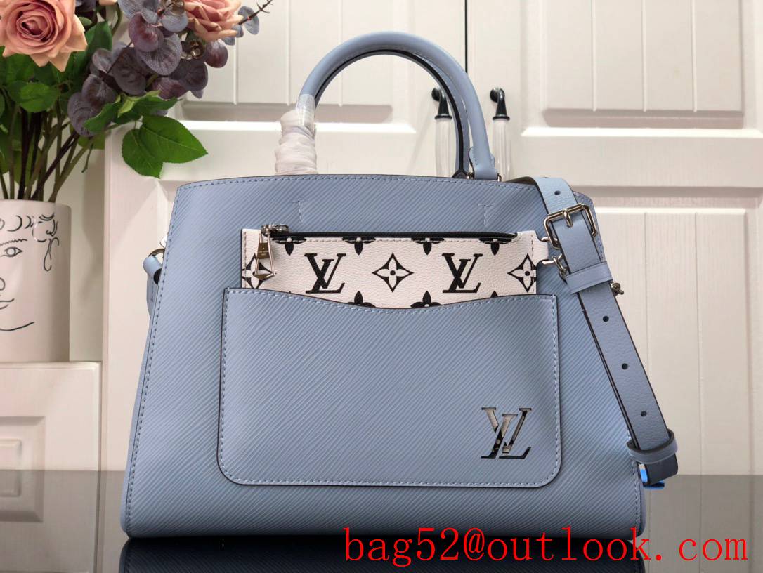 Louis Vuitton LV Marelle Tote Medium Handbag Bag with Epi Leather M59954 Blue