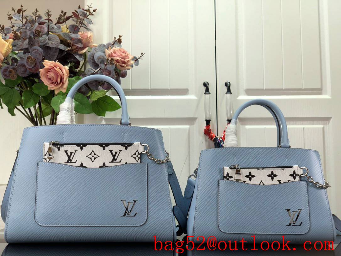 Louis Vuitton LV Marelle Tote Medium Handbag Bag with Epi Leather M59954 Blue