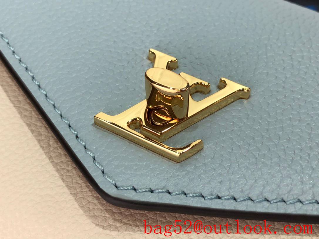 Louis Vuitton LV Calfskin Leather Mylockme Pochette Chain Bag M81436 Blue