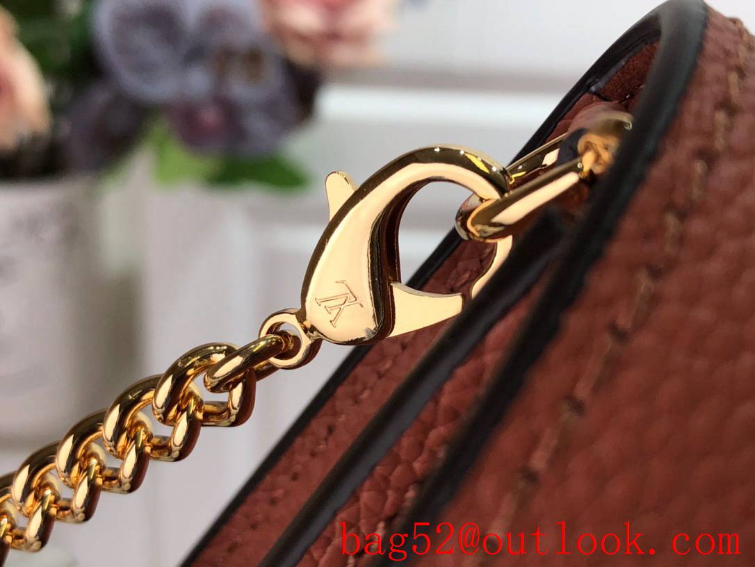 Louis Vuitton LV Calfskin Leather Mylockme Chain Bag Handbag M63471 Brown