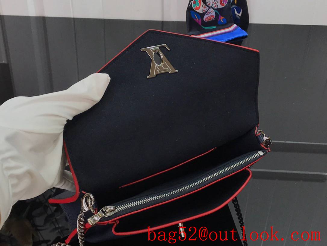 Louis Vuitton LV Calfskin Leather Mylockme Chain Bag Handbag M63471 Black