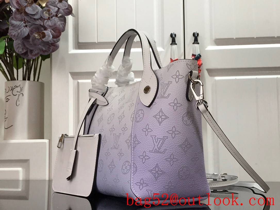 Louis Vuitton LV Hina Small Tote Bag Handbag with Monogram Calfskin Leather M54353 Blue