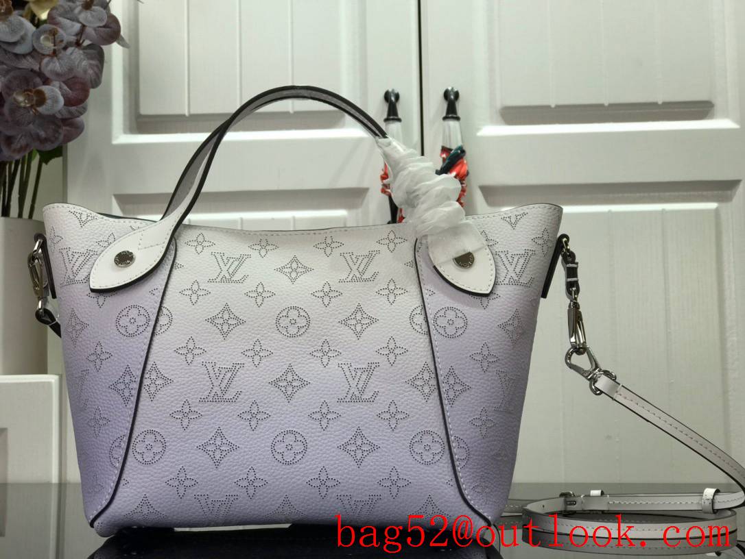 Louis Vuitton LV Hina Small Tote Bag Handbag with Monogram Calfskin Leather M54353 Blue