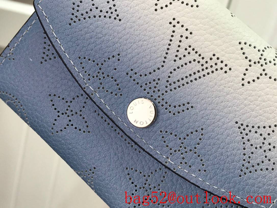 Louis Vuitton LV Monogram Mahina Calf Leather Anae Coin Purse Wallet M64050 Gradient Blue