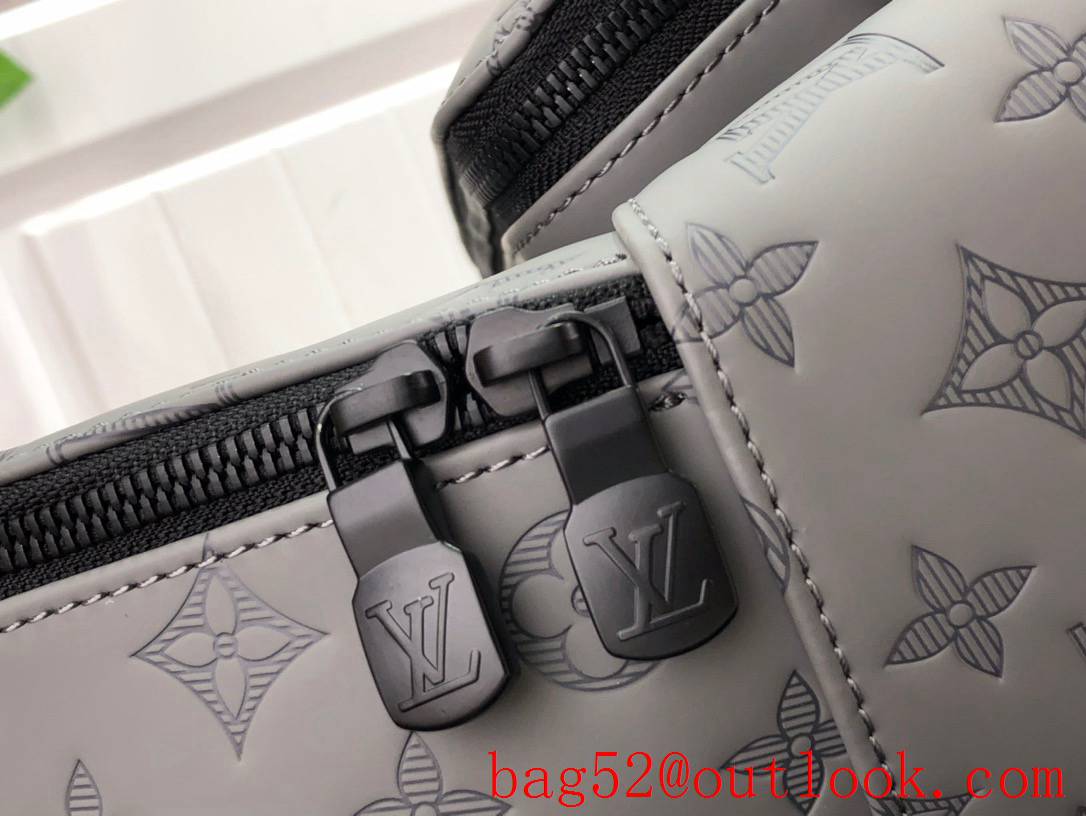 Louis Vuitton LV Men Racer Backpack Bag with Monogram Shadow Leather M46109 Gray