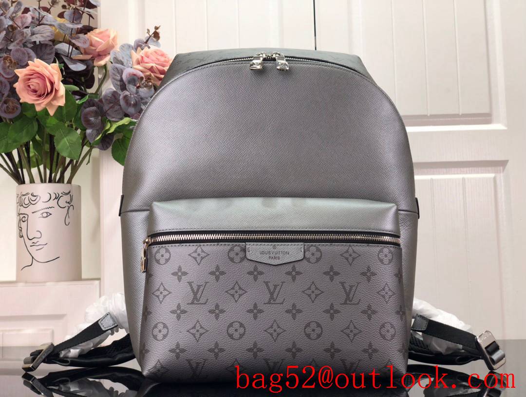 Louis Vuitton LV Men Discovery PM Backpack Bag with Monogram Taiga Leather M30835 Gray