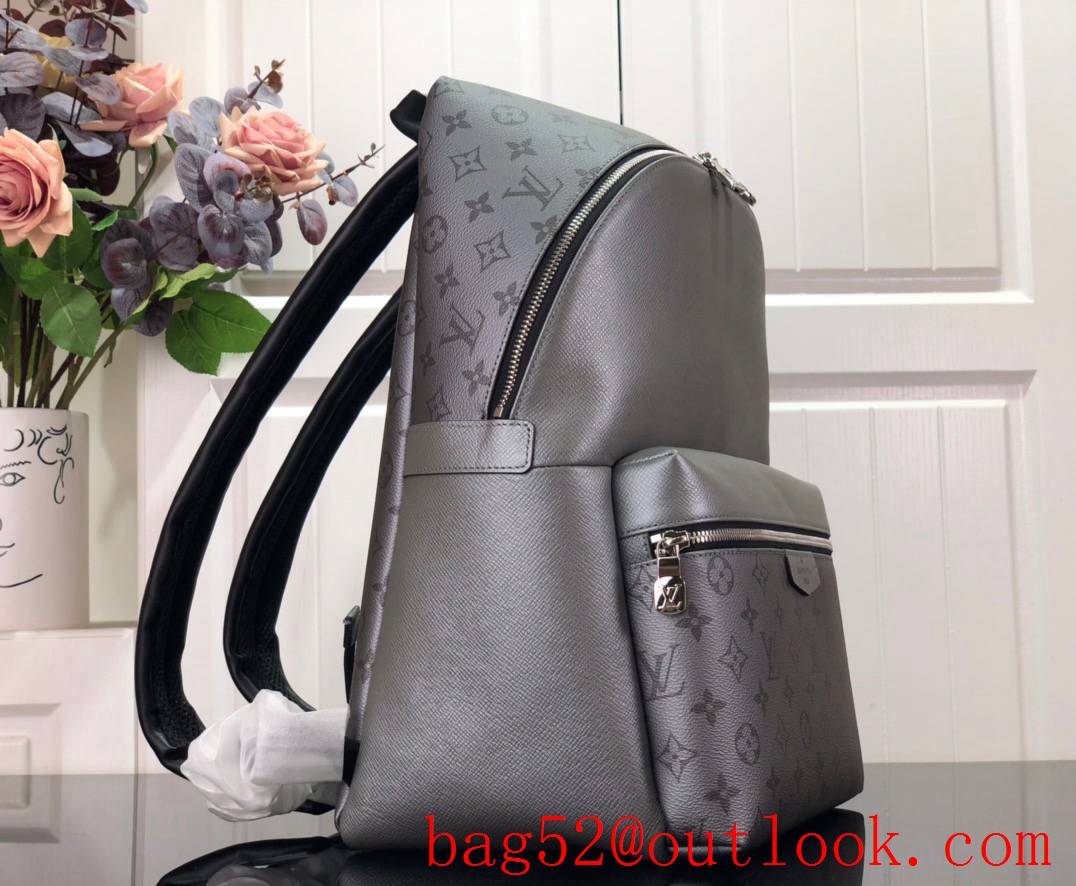 Louis Vuitton LV Men Discovery PM Backpack Bag with Monogram Taiga Leather M30835 Gray