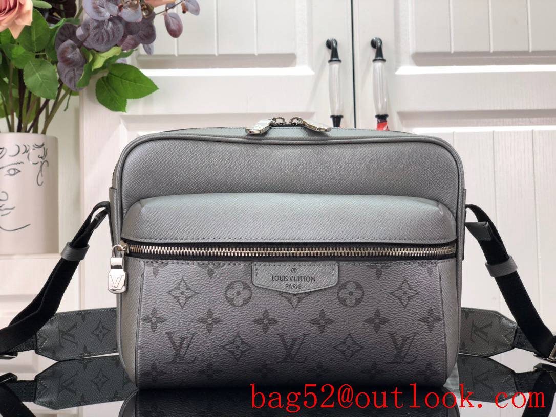 Louis Vuitton LV Men Outdoor Messenger Bag with Monogram Taiga Leather M30830 Gray