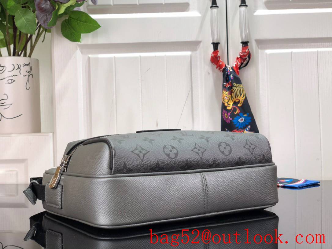 Louis Vuitton LV Men Outdoor Messenger Bag with Monogram Taiga Leather M30830 Gray