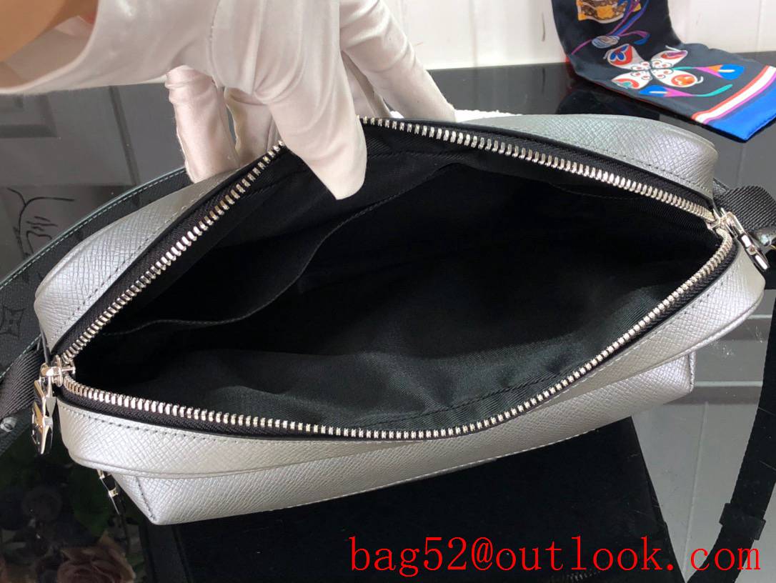 Louis Vuitton LV Men Outdoor Messenger Bag with Monogram Taiga Leather M30830 Gray