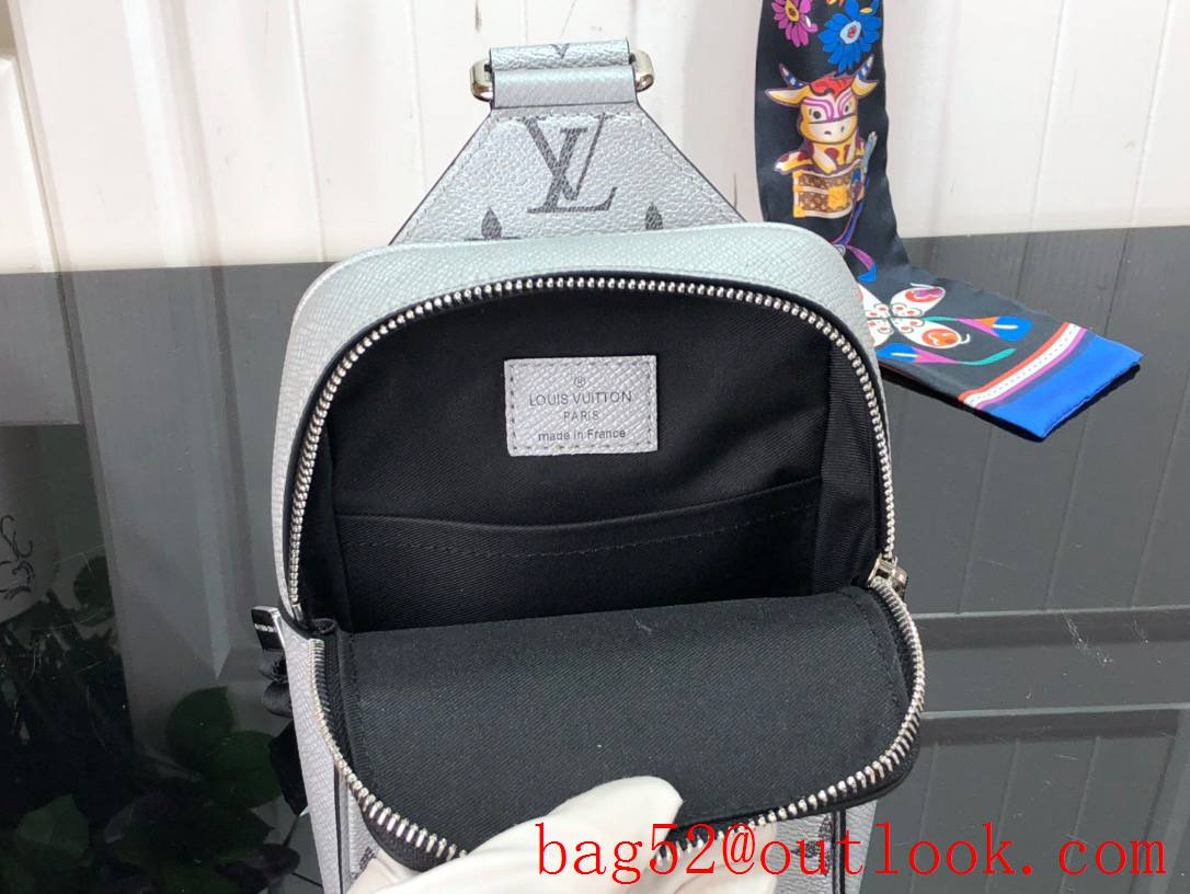 Louis Vuitton LV Men Outdoor Shoulder Bag with Monogram Taiga Leather M30833 Gray