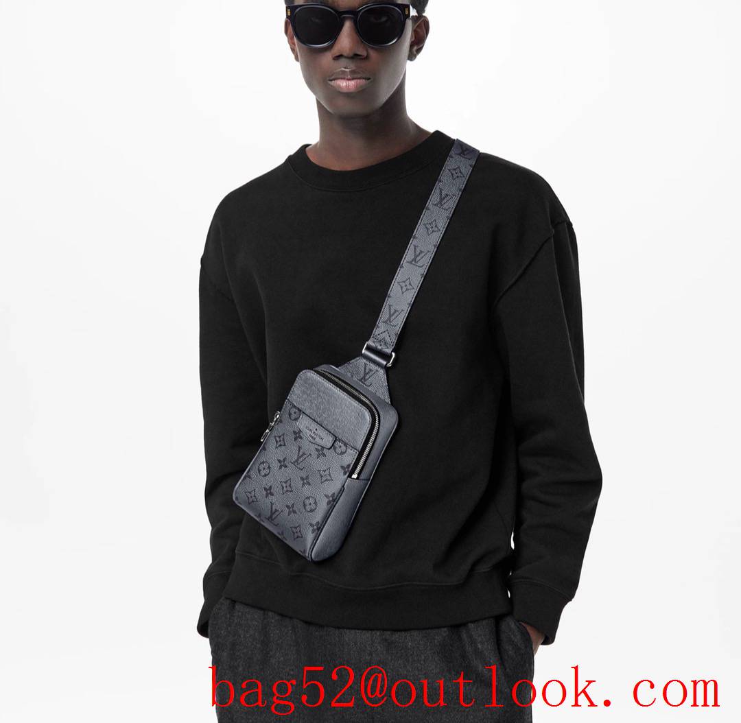 Louis Vuitton LV Men Outdoor Shoulder Bag with Monogram Taiga Leather M30833 Gray