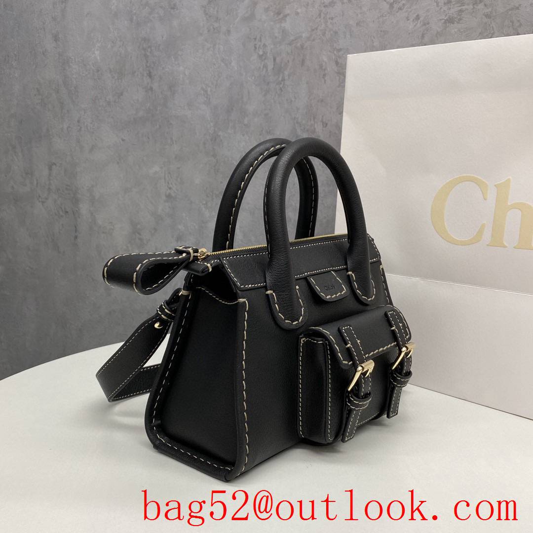 Gucci black leather bag in bag thick edging line women;s crossbody handbag