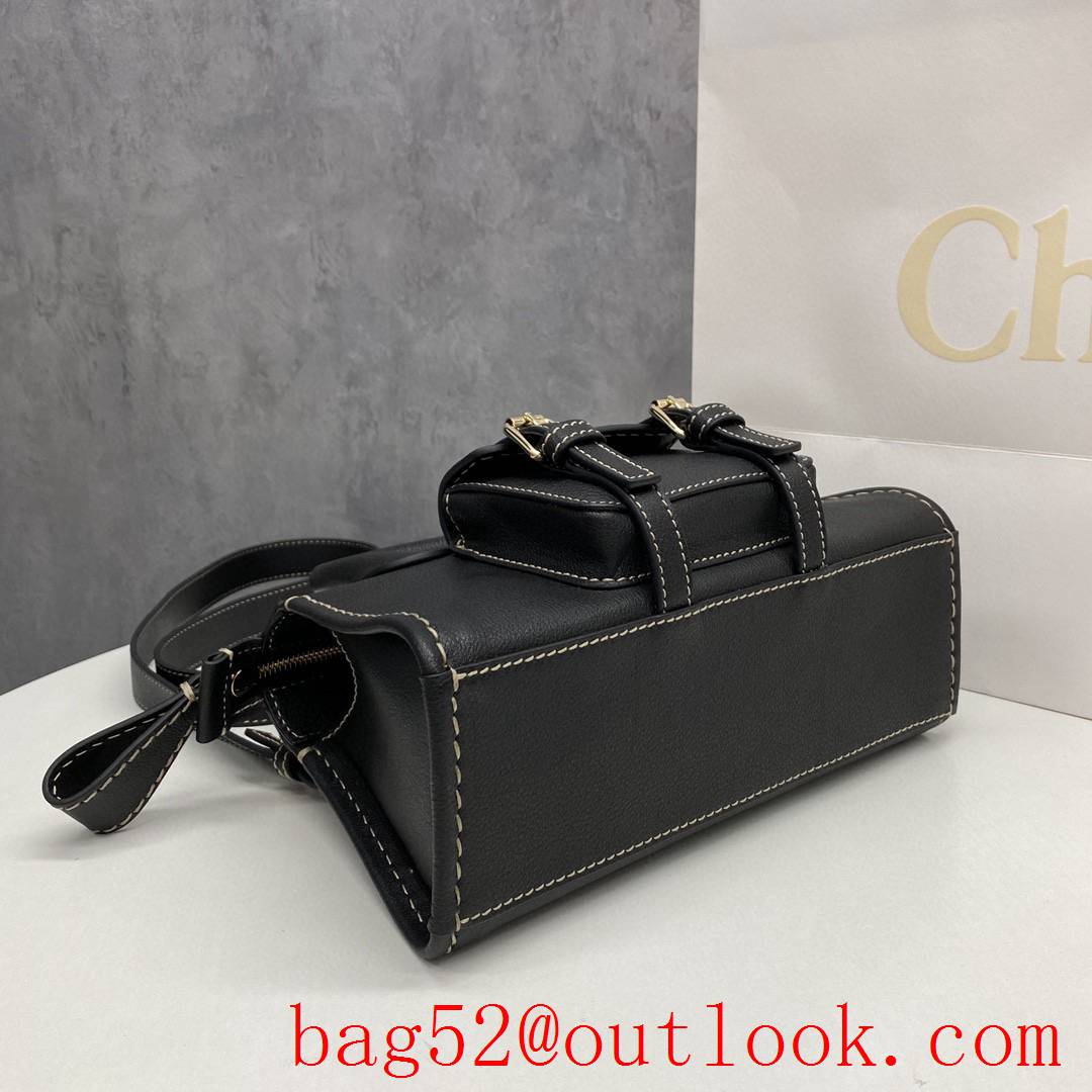 Gucci black leather bag in bag thick edging line women;s crossbody handbag