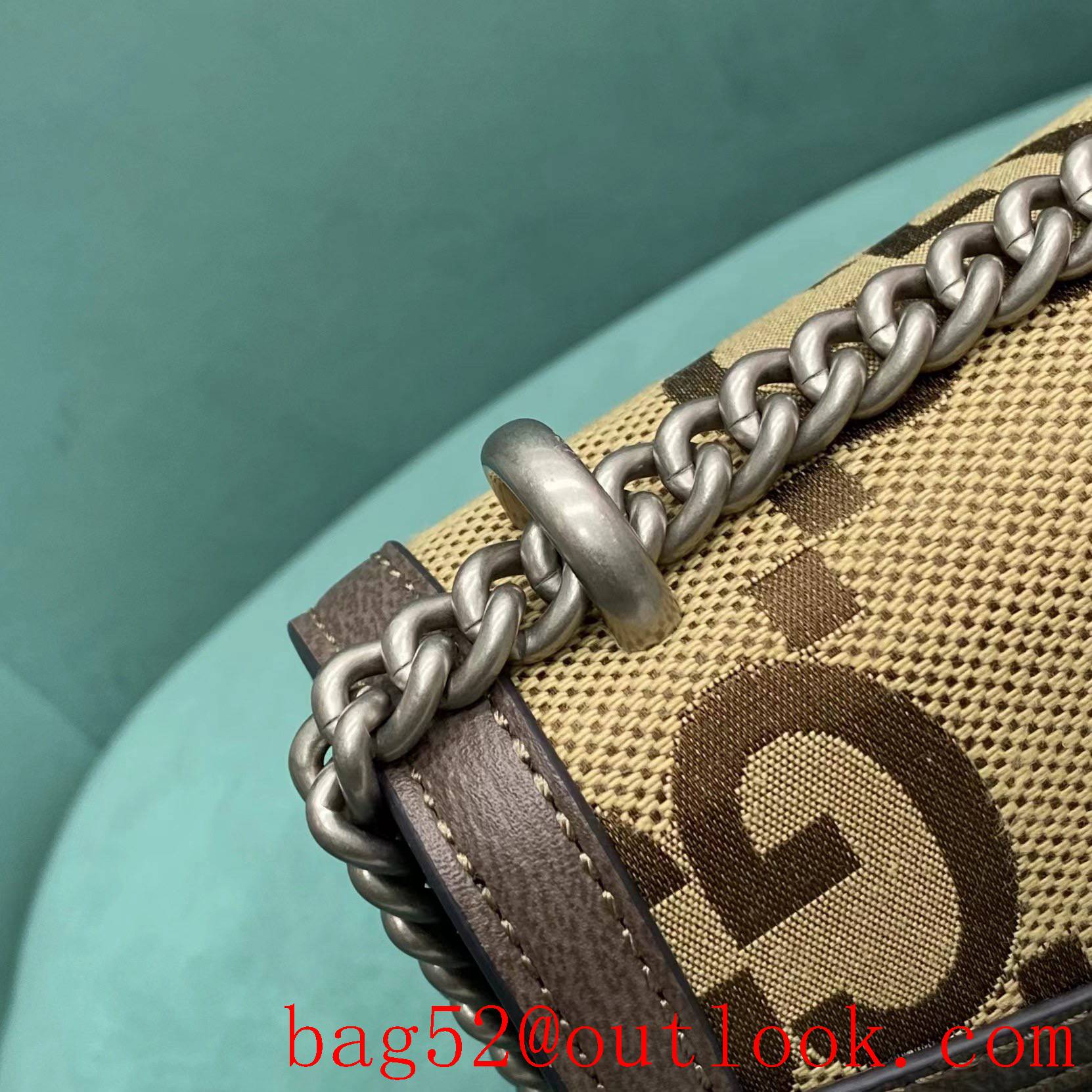 Gucci GG Dionysus bag series Jacquard Brown Antique silver textured tiger head spur buckle handbag