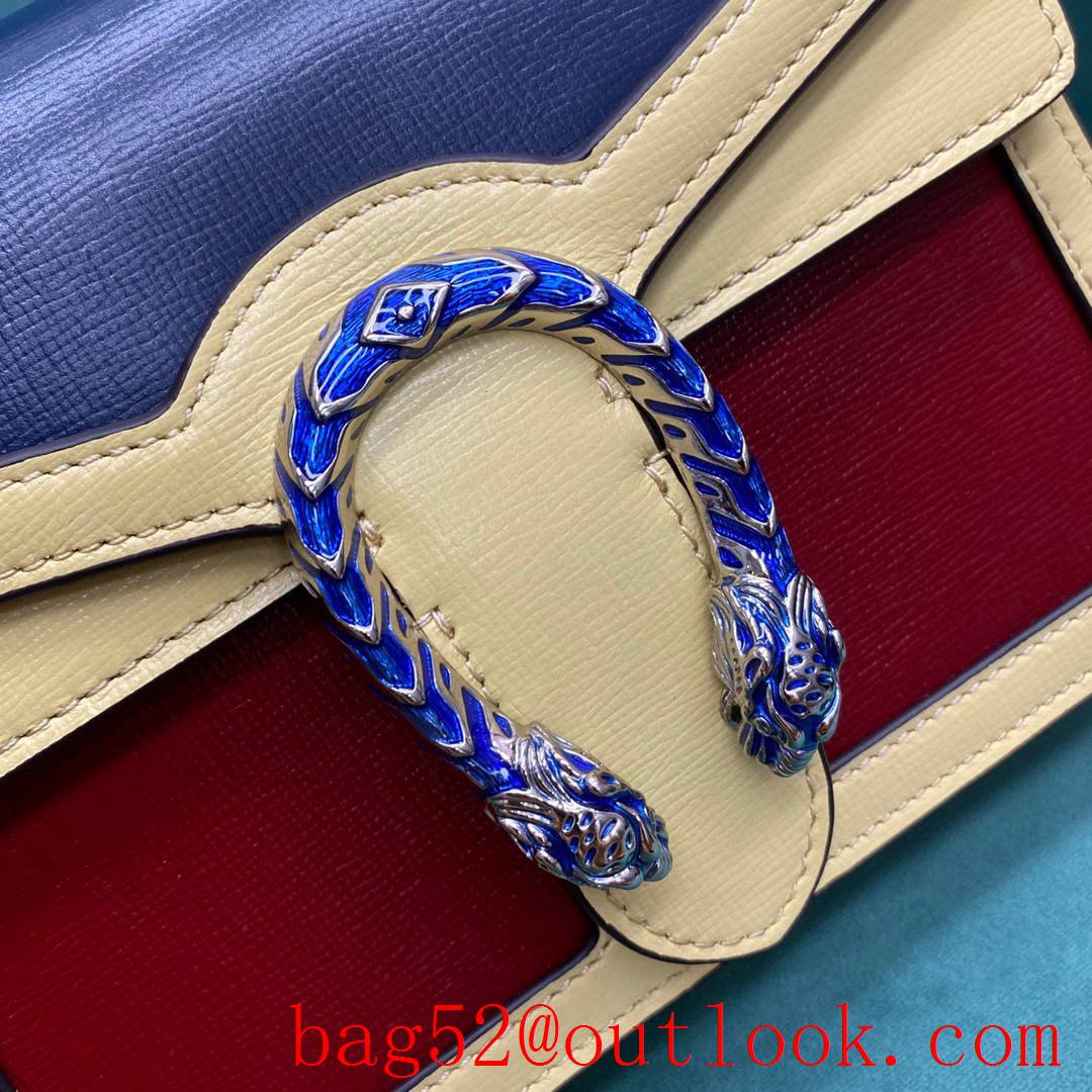 Gucci Tiger head spur buckle blue Classic Dionysus women's crossbody chain handbag