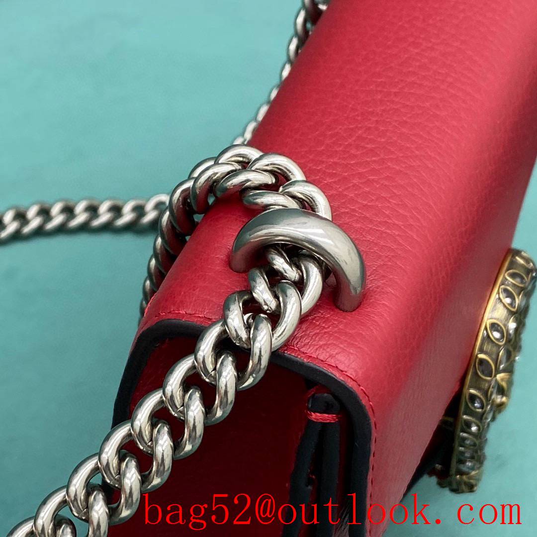 Gucci Tiger head spur buckle red women's crossbody Classic Dionysus chain handbag