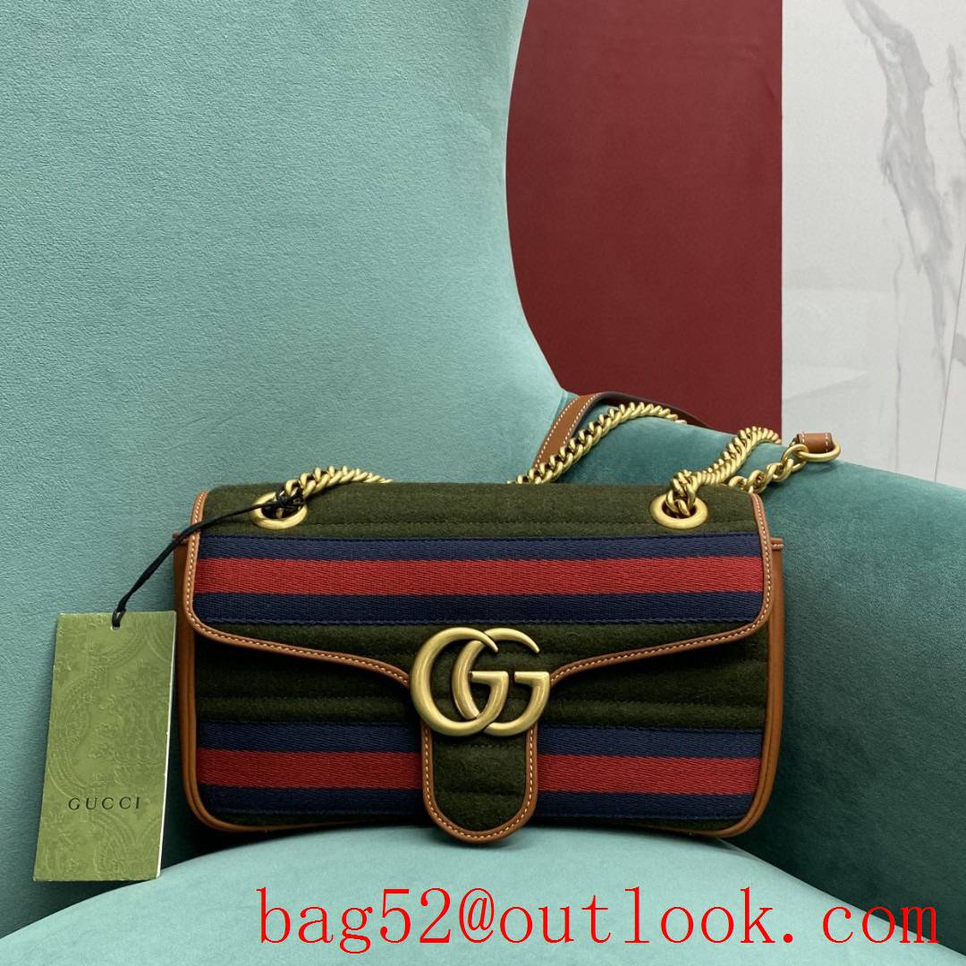 Gucci Marmont New color Original imported cloth lining with sheepskin red green shoulder handbag