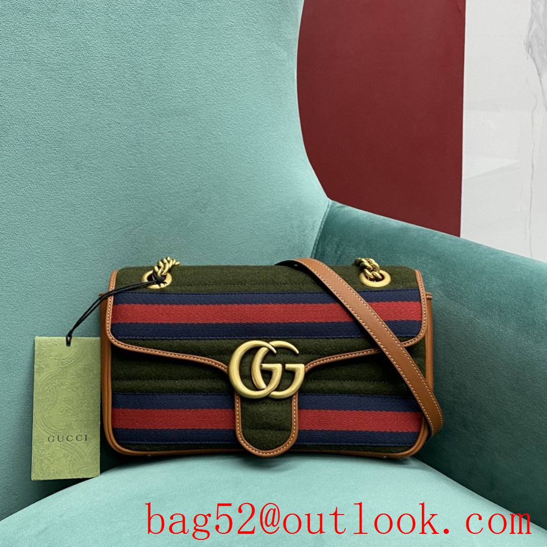 Gucci Marmont New color Original imported cloth lining with sheepskin red green shoulder handbag