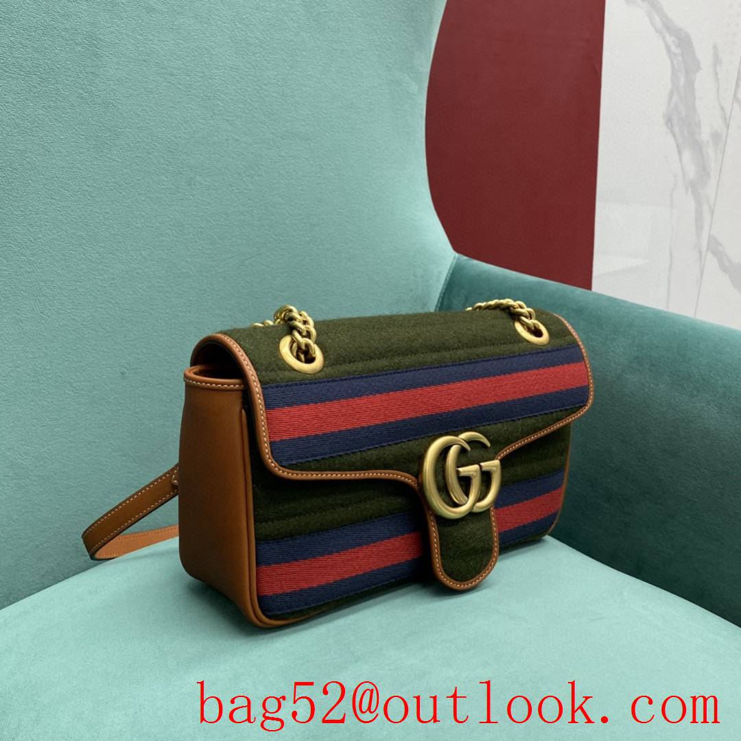 Gucci Marmont New color Original imported cloth lining with sheepskin red green shoulder handbag