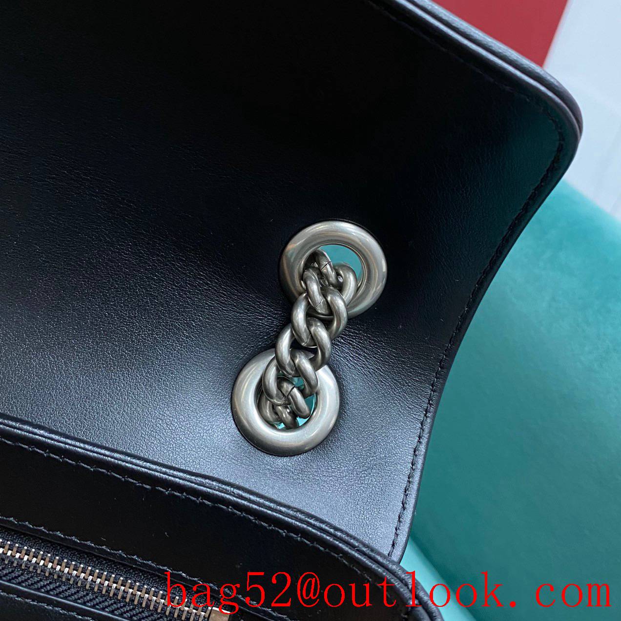 Gucci marmont medium Classic plaid mixed line connection black women's chain handbag
