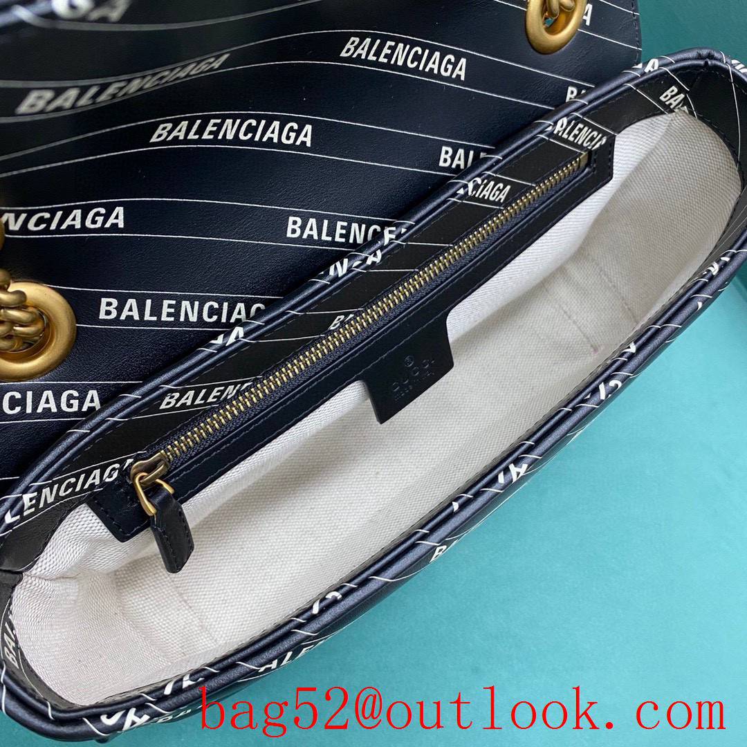 Gucci Multicolor medium Classic plaid mixed line connection white letters baleciaga women's chain handbag