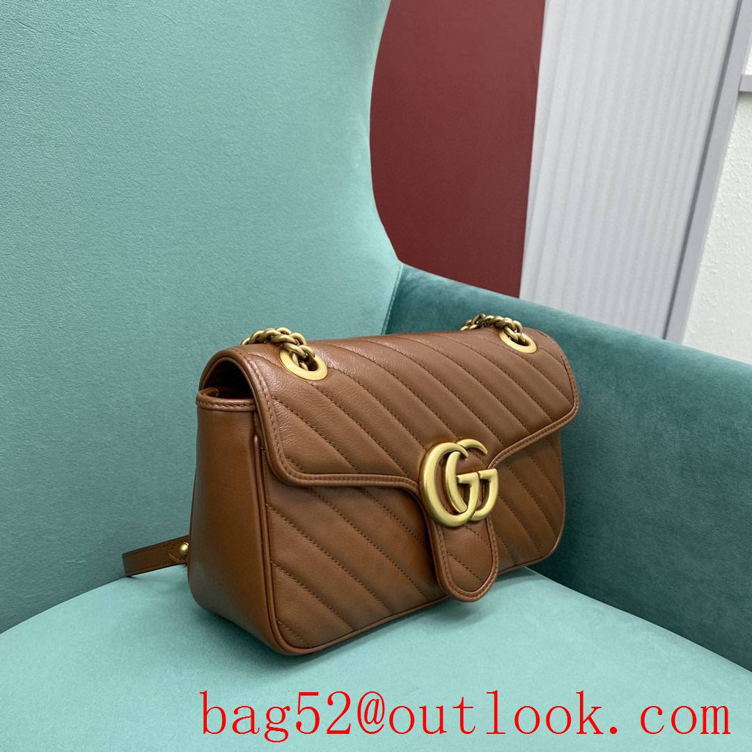 Gucci marmont medium original leather brown women's chain handbag