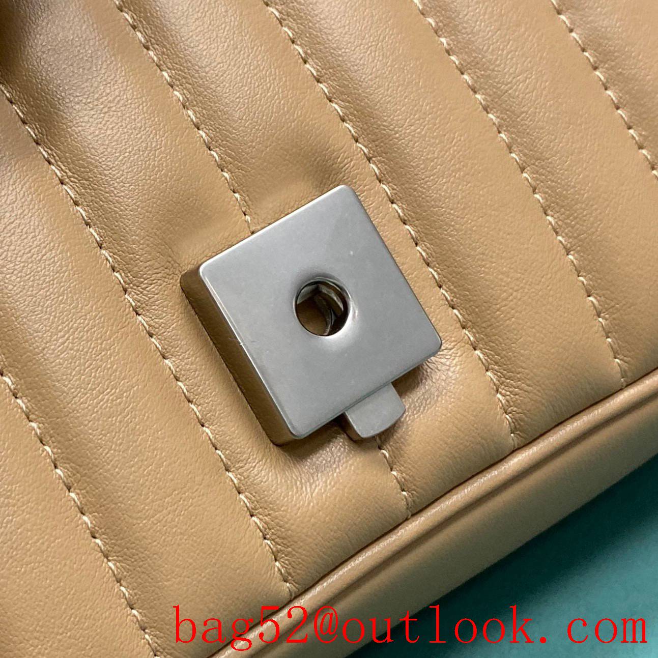 Gucci marmont medium Classic plaid mixed line connection brown women's chain handbag