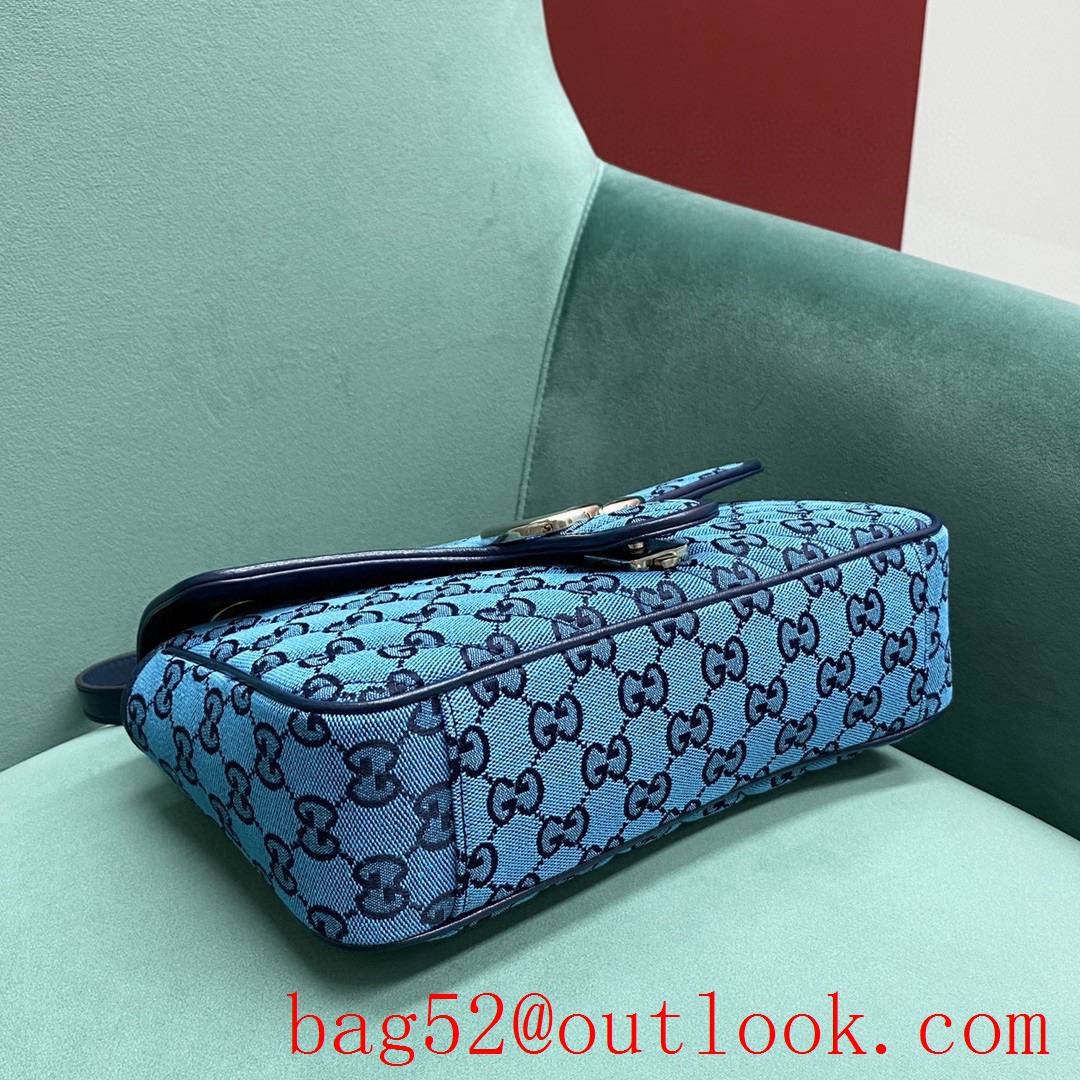 Gucci Multicolor medium Classic plaid mixed line connection blue women's chain handbag