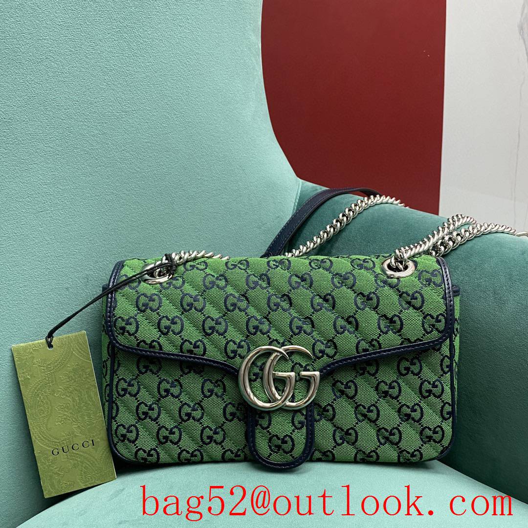 Gucci Multicolor medium Classic plaid mixed line connection green women's chain handbag