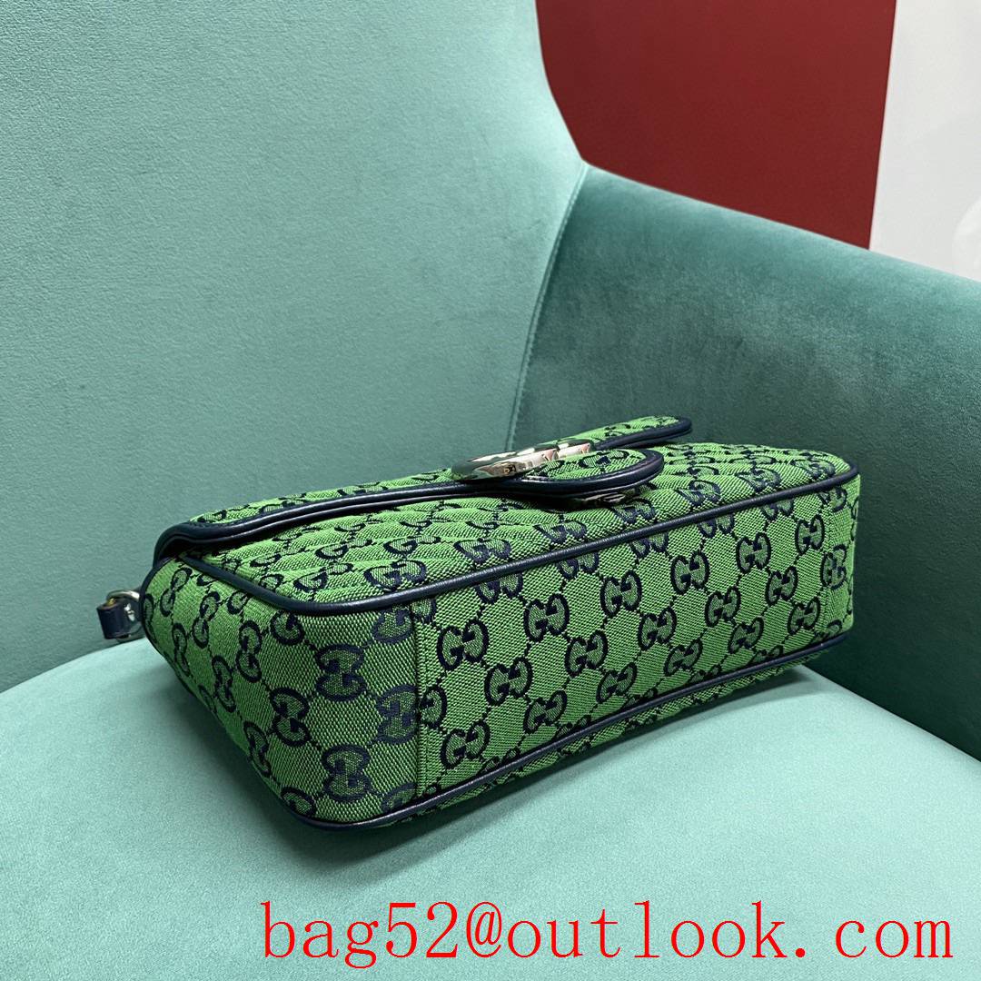 Gucci Multicolor medium Classic plaid mixed line connection green women's chain handbag