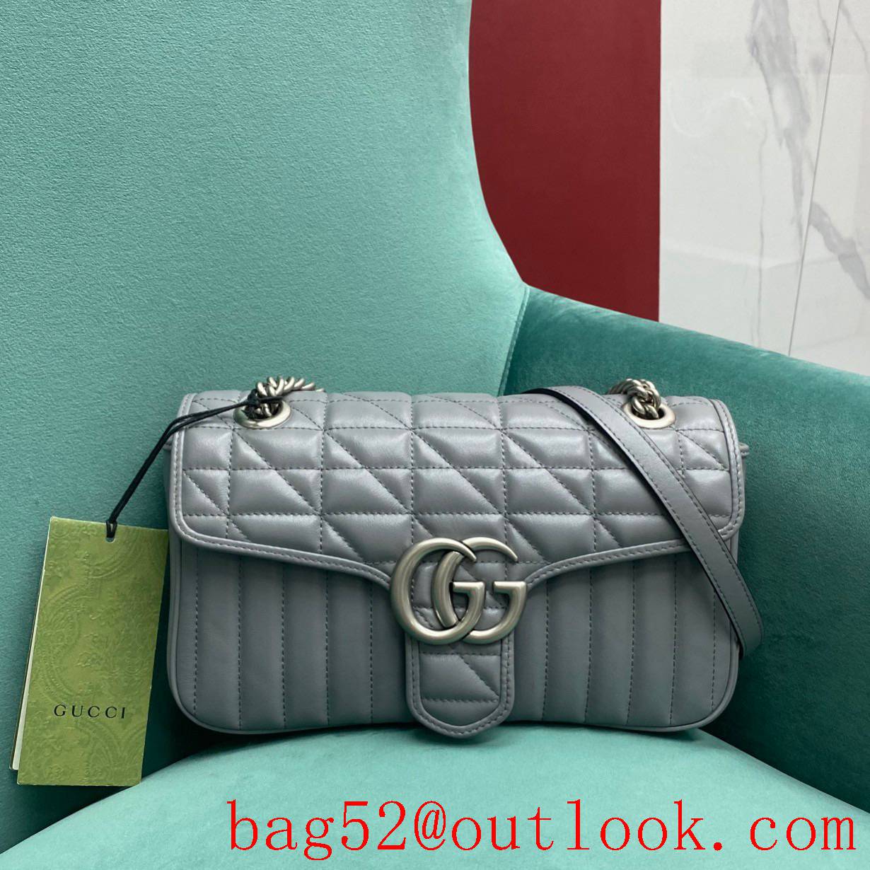 Gucci marmont medium Classic plaid mixed line connection grey women's chain handbag